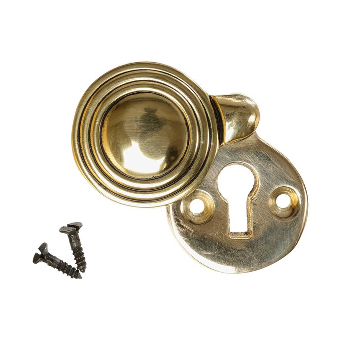 Keyhole Cover Escutcheon - Aged Brass Reeded Round (single) (VDK-26)