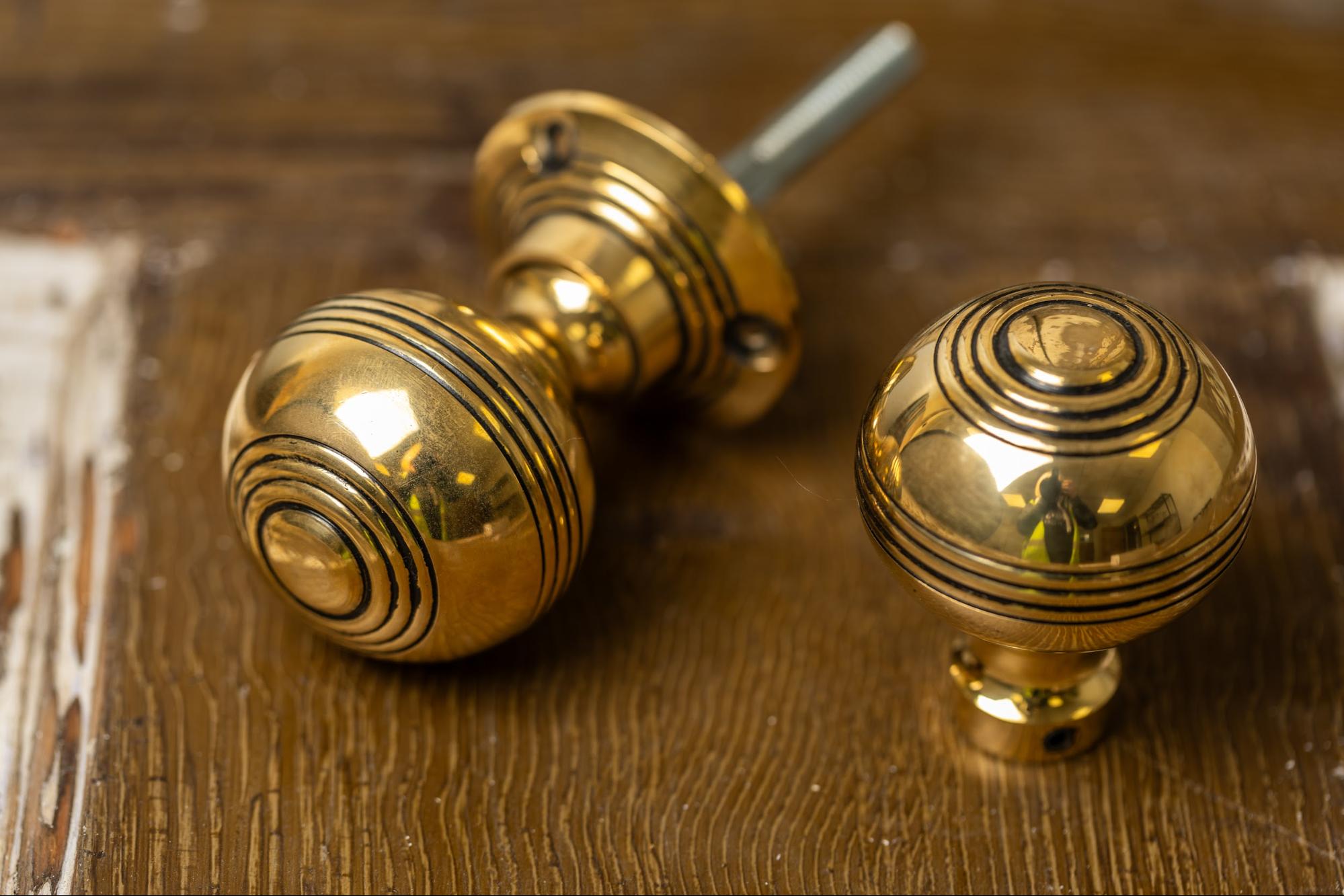 Georgian Door Knobs Brass Reeded Large