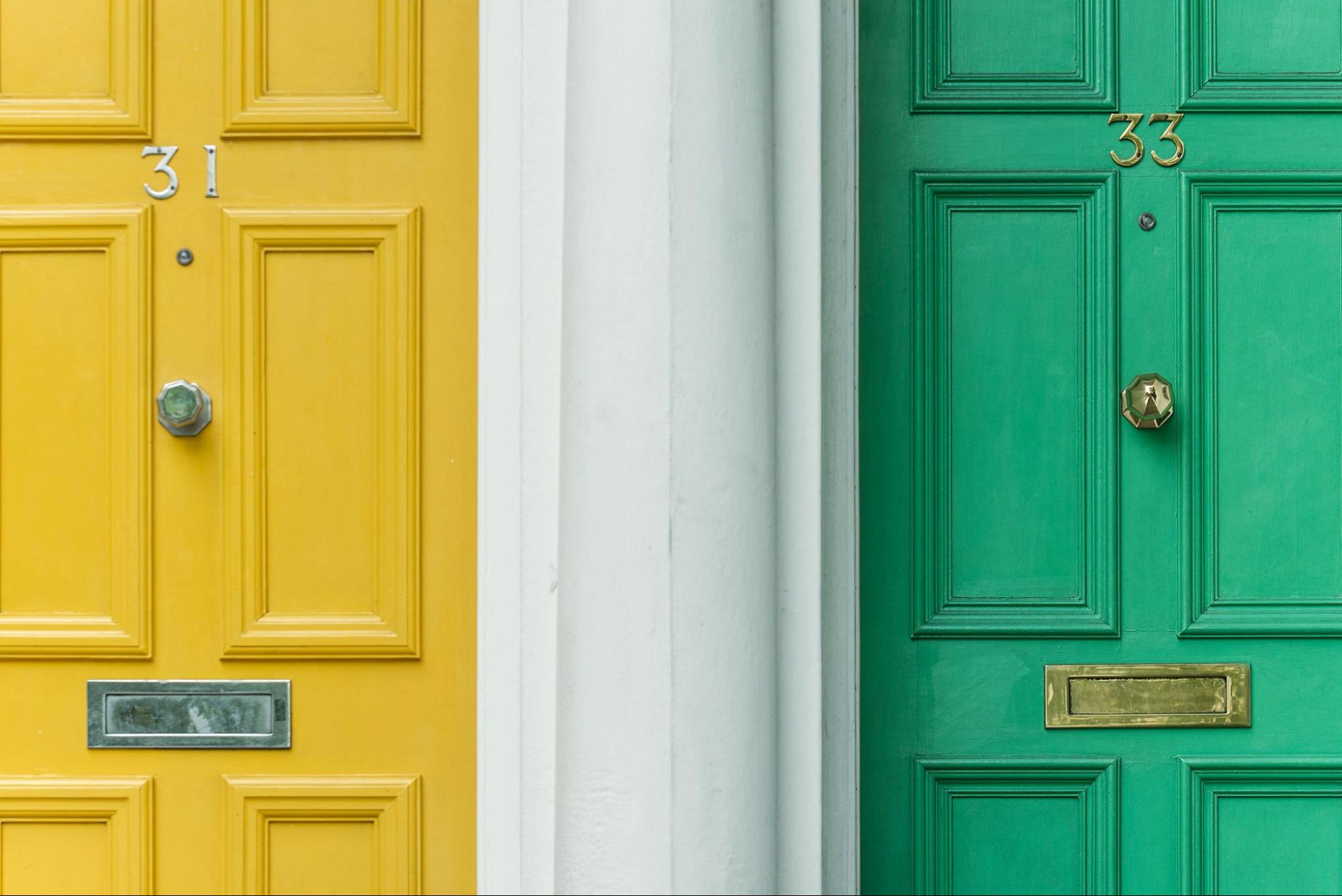 replacing a letterbox - yellow and green door