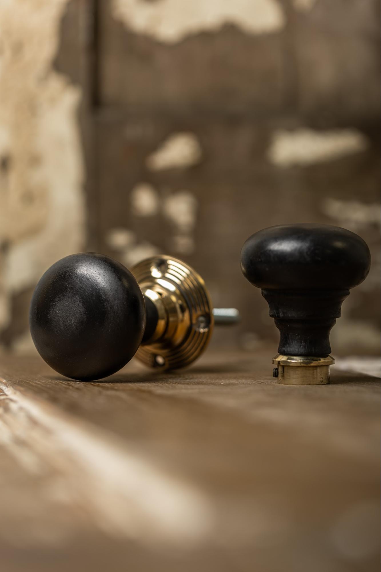 Edwardian Door Knobs - Ebonised Bun