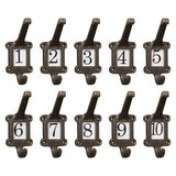 10 Old School Style Cast Iron Hooks with Ceramic Inserts