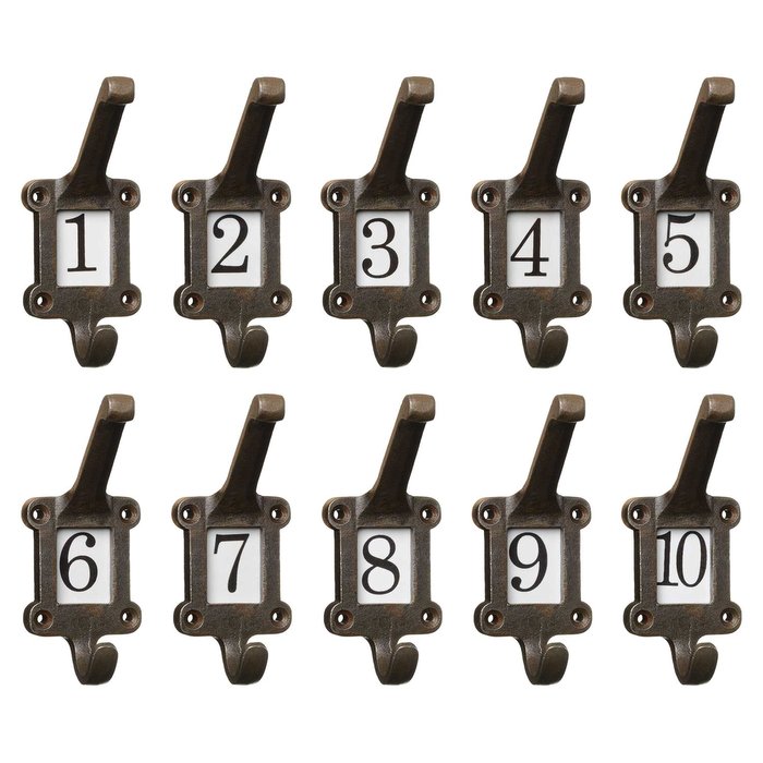 10 Old School Style Cast Iron Hooks with Ceramic Inserts (VDK-68)