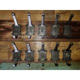 10 Old School Type Cast Iron Hooks with Cast Iron Numbered Inserts