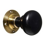 Edwardian Door Knobs - Ebonised Bun - Pair