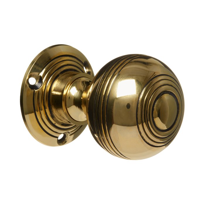 Georgian Door Knobs Brass Reeded Large (pair) (VDK-14)