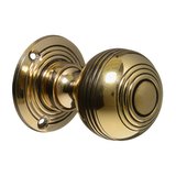 Georgian Door Knobs - Brass Reeded - Pair