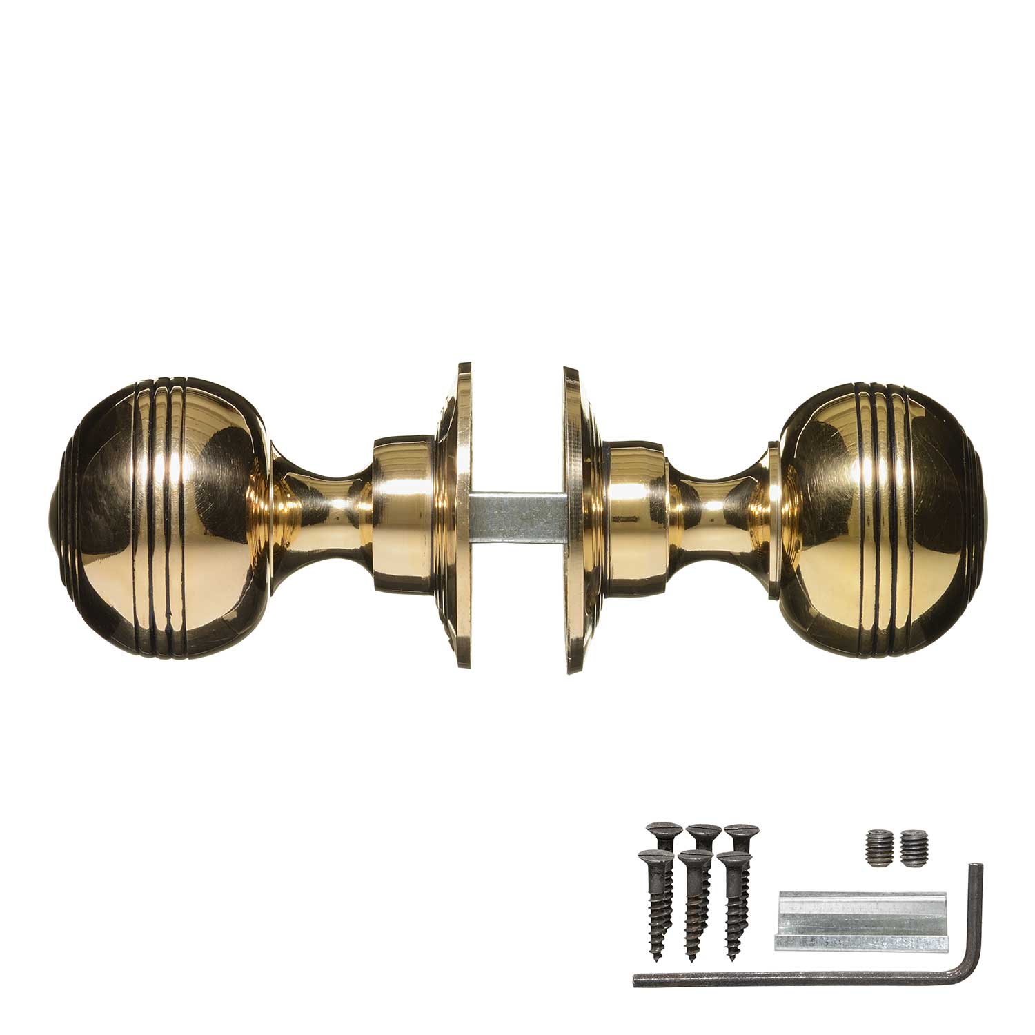 Georgian Door Knobs - Brass Reeded (pair)