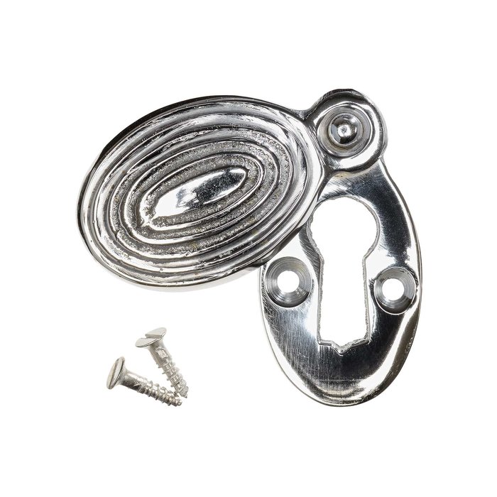 Keyhole Cover Escutcheon - Nickel Reeded Oval (single) (VDK-27)