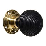 Victorian Door Knobs - Ebonised Beehive - Brass (pair)