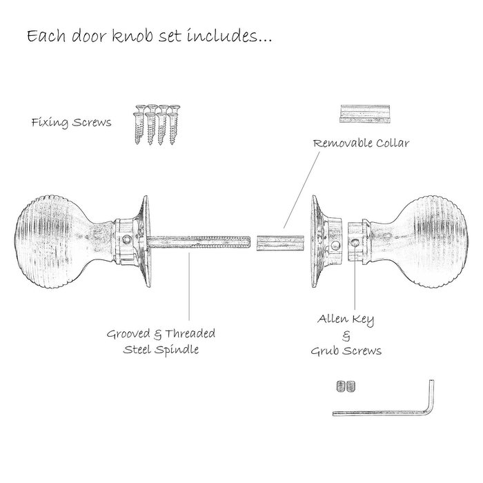 Victorian Door Knobs Hardwood Beehive Brass (pair)