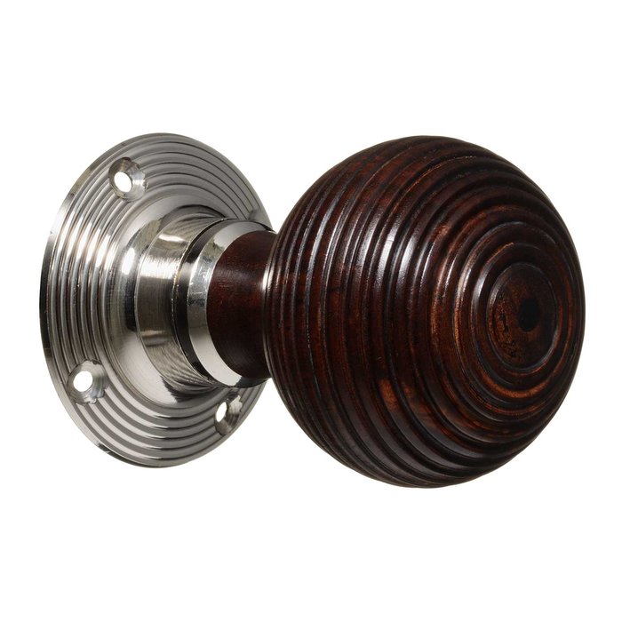 Victorian Door Knobs - Hardwood Beehive - Nickel (pair) (VDK-8)