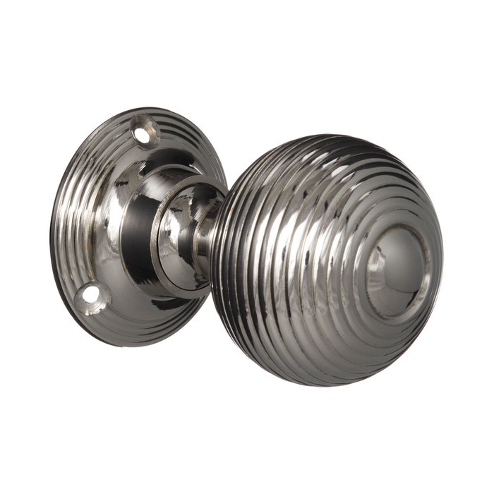 Victorian Door Knobs - Nickel Beehive - Large (pair) (VDK-13)