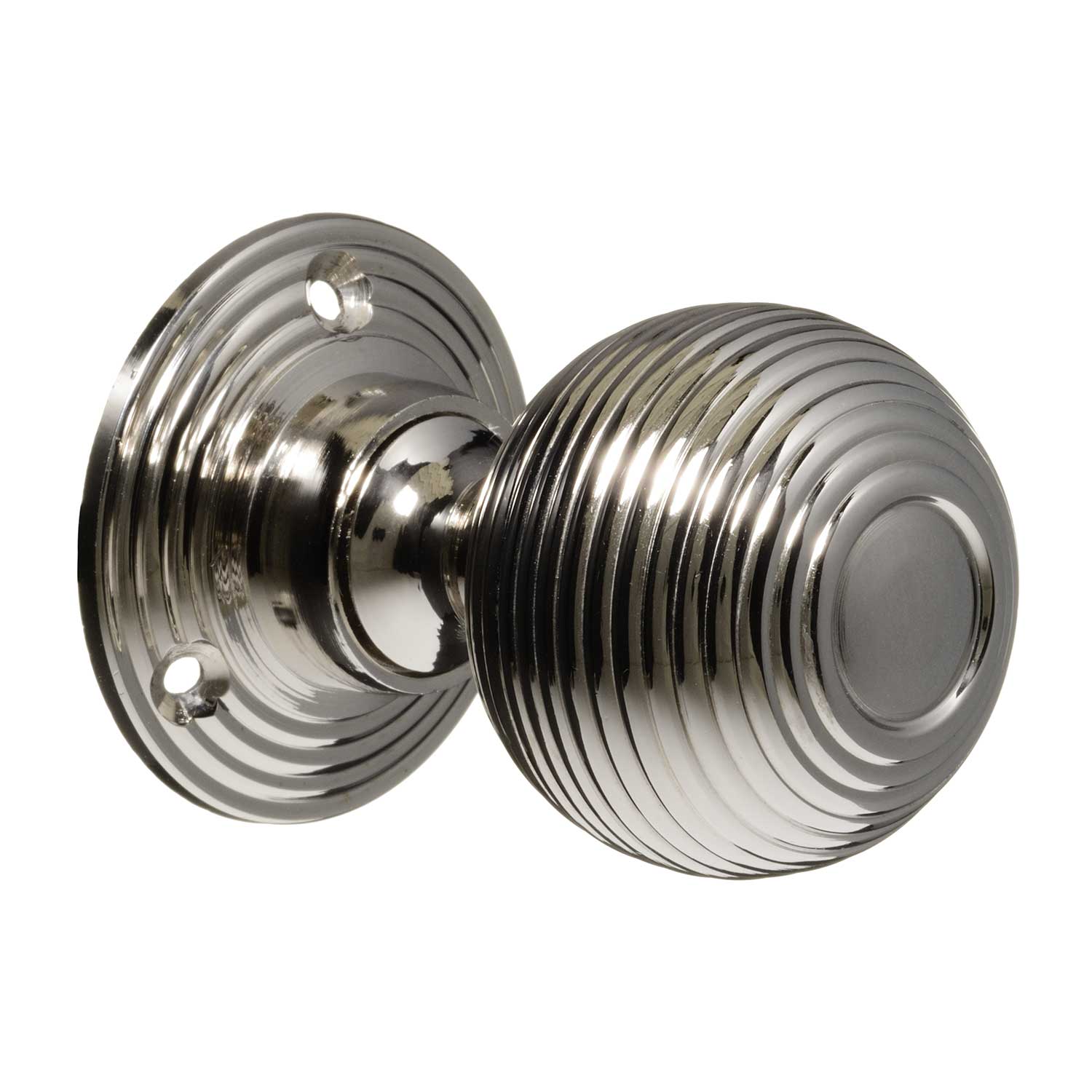 British Handmade Large Modern Oval Mortice Door Knobs in Nickel